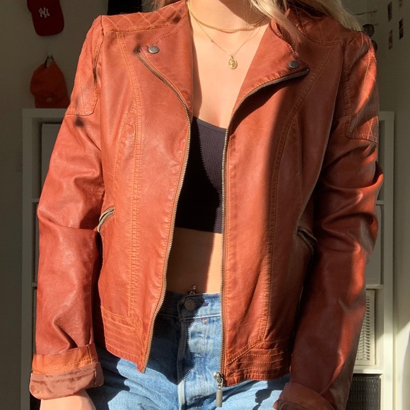 Brown Leather Jacket (real leather) - Picture 2 of 4